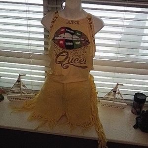 Yellow ripped shorts